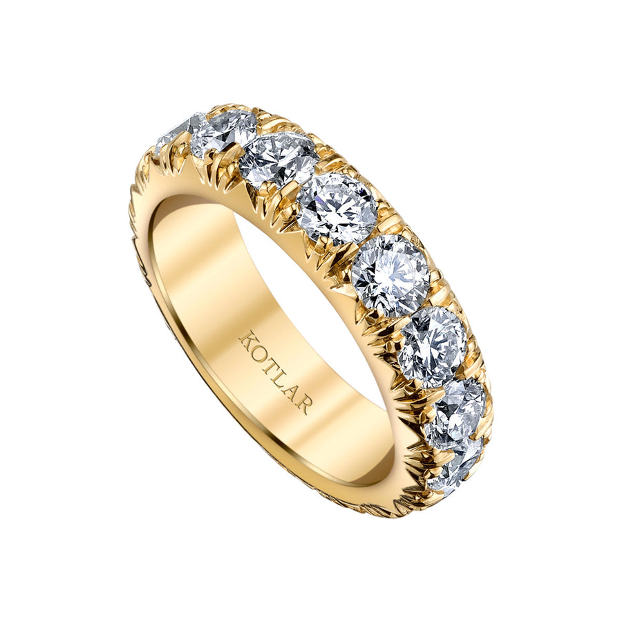 French Cut Artisan Pave 3.60ct Diamond Eternity Band in 18K Yellow Gold, size 5