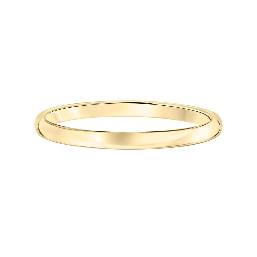 2mm Low Dome Comfort Fit Plain Wedding Band in 14K Yellow Gold, Size 5