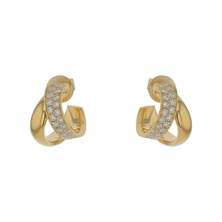 INSIDE/OUT 0.87-0.99ct Diamond Spiral Huggie Hoop Earrings in 18K Yellow Gold