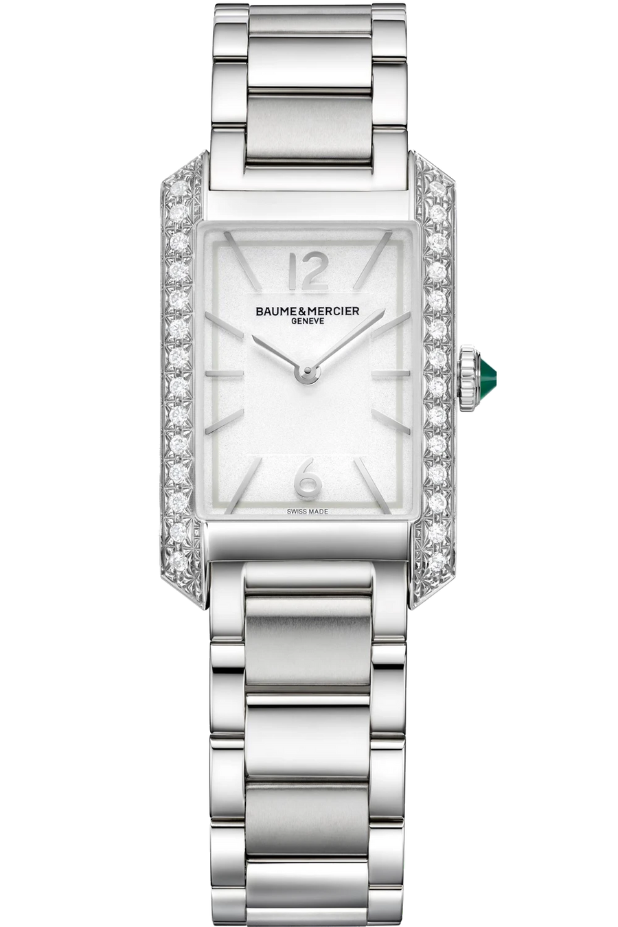 35mm Hampton Watch with White Dial and Diamond Bezel in Stainless Steel, Bracelet