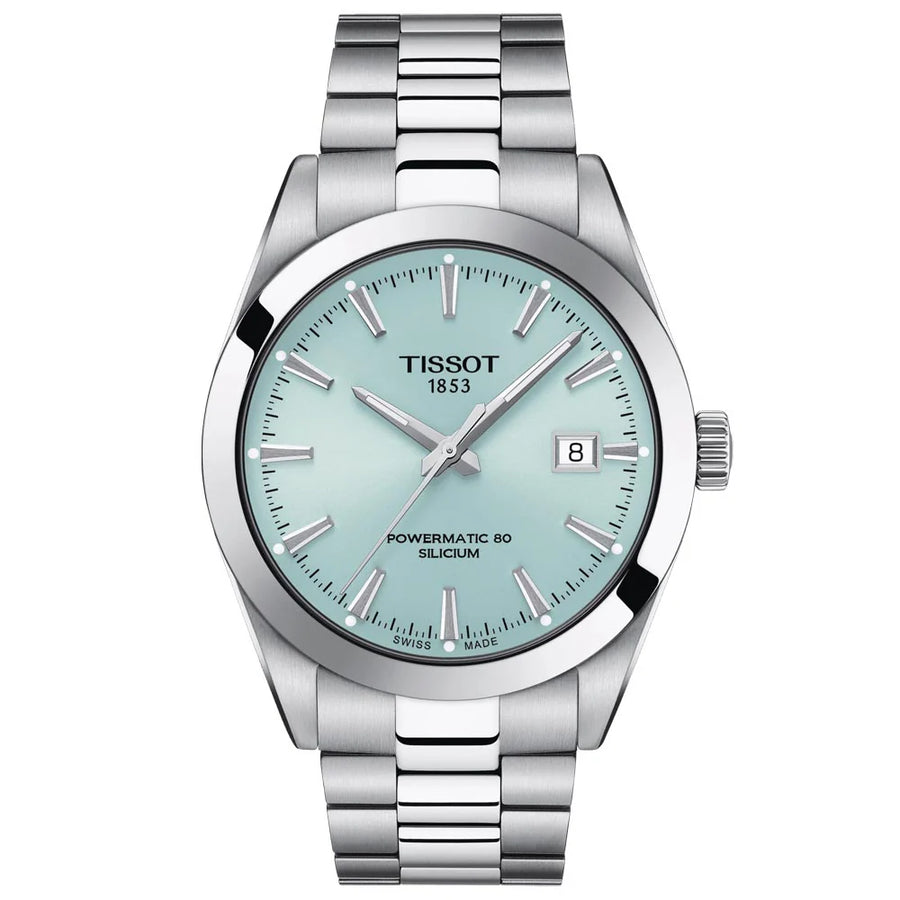 40mm Gentleman Powermatic 80 Silicum Watch with Ice Blue Dial in Stainless Steel, Bracelet