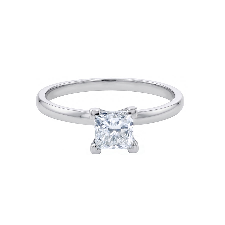 0.92ct Princess Cut Diamond Solitaire Ring in Platinum, size 8.25