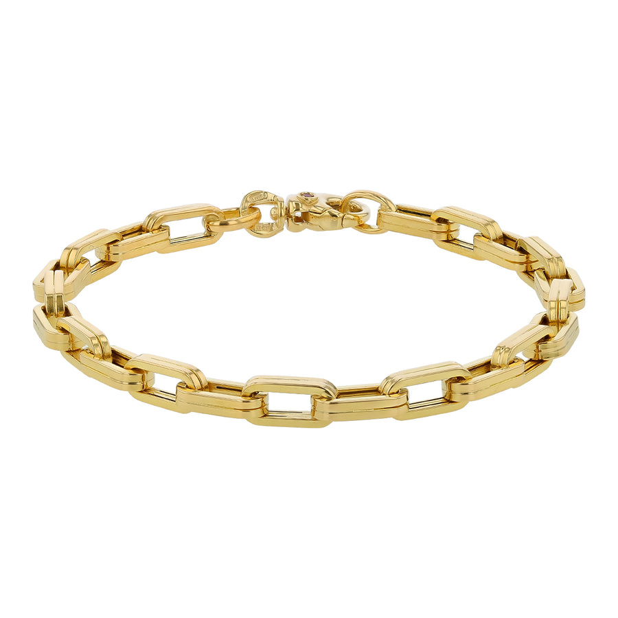 Designer Gold Oval Link Bracelet in 18K Yellow Gold, 7"