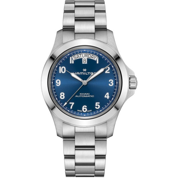 40mm Khaki Field King Watch with Blue Dial in Stainless Steel, Bracelet