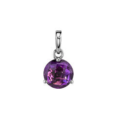 1.58ct Round Amethyst 3 Prong Pendant in 14K White Gold, 18"