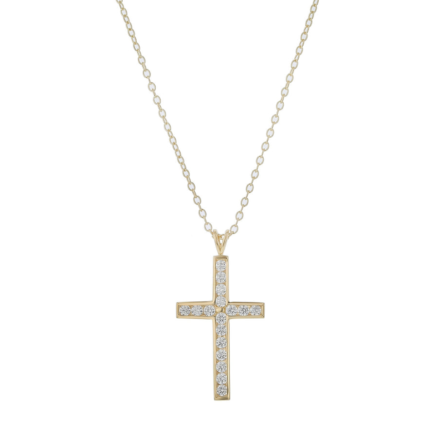 Diamond Cross Pendant in 18K Yellow Gold, 16in