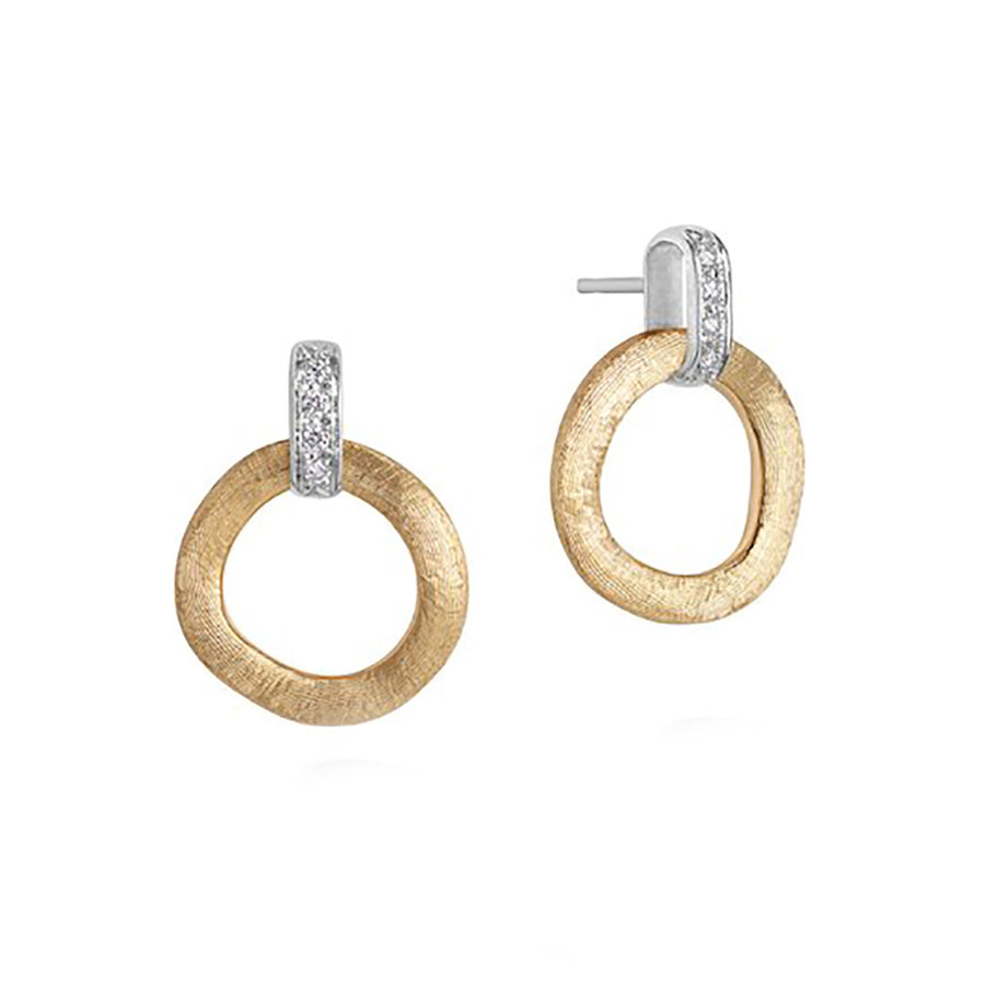 Jaipur 0.08ct Diamond Circle Drop Earrings in 18K Yellow and White Gold
