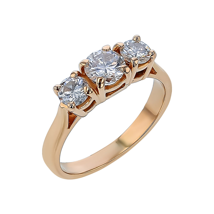 1.06ct Diamond 3 Stone Ring in 14K Yellow Gold, size 6.5