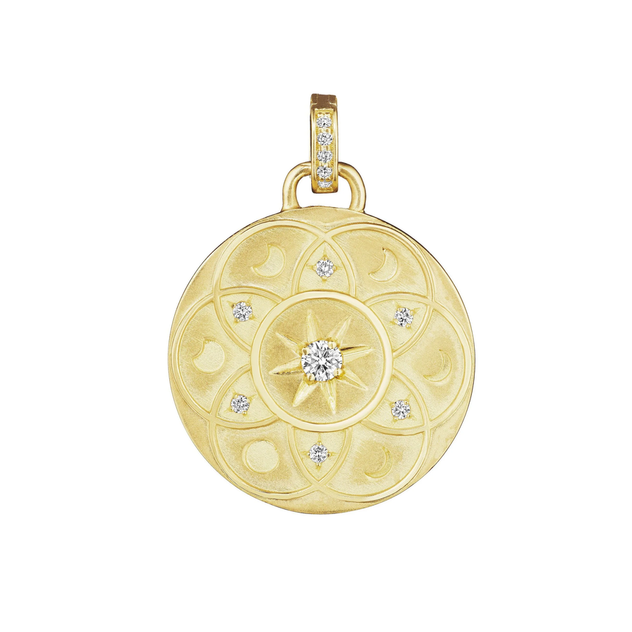 Diamond Lunar Pendant in 18K Yellow Gold