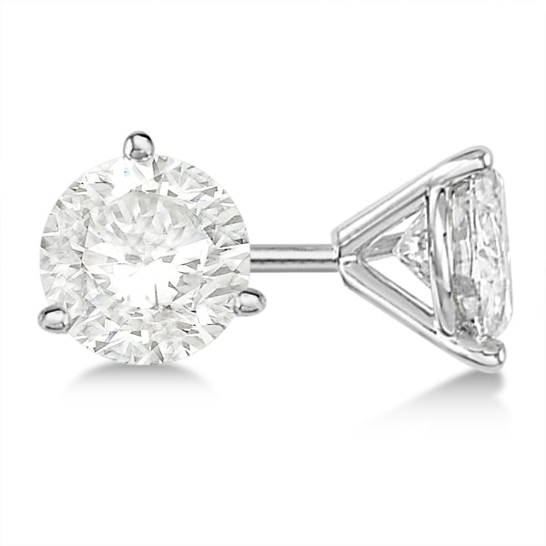 14K White Gold 1.50ct Round Diamond 3 Prong Stud Earrings