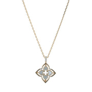 Venetian Princess Pirouette 0.15ct Diamond and 1.35ct Mother of Pearl Flower Pendant in 18K Rose Gold, 17" chain