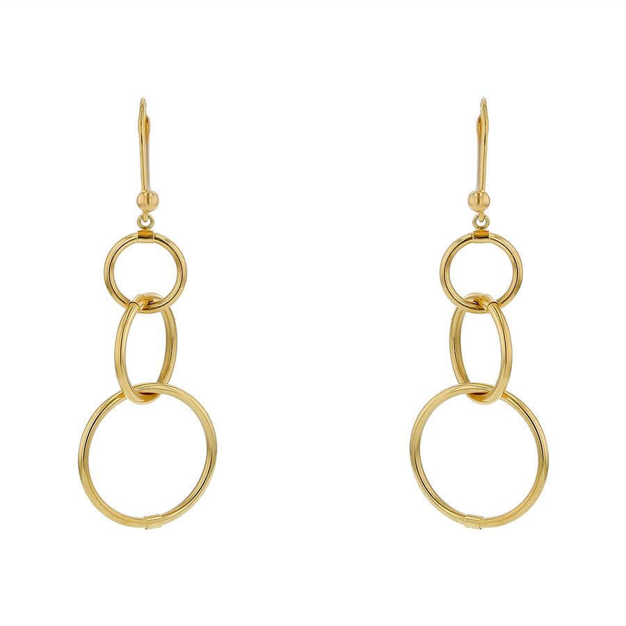 Circle Drop Earrings in 14K Yellow Gold
