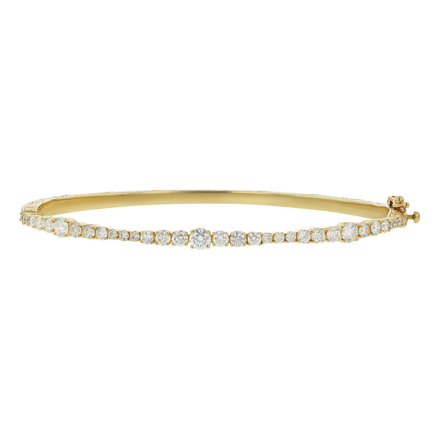 Diamond Wave Bangle Bracelet in 18K Yellow Gold