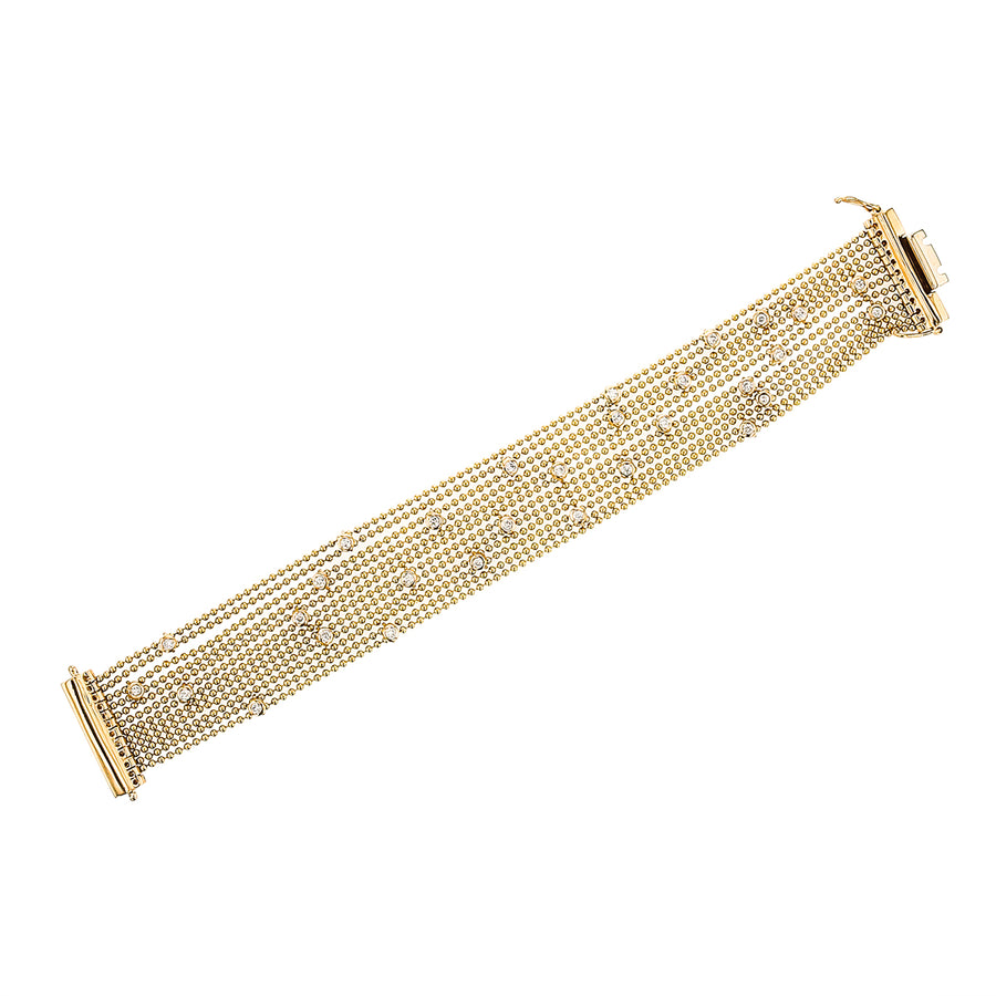 0.90ct Diamond Strand Beaded Bracelet in 14K Yellow Gold