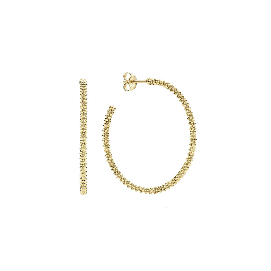 Caviar Hoop Earrings in 18K Yellow Gold, 35mm