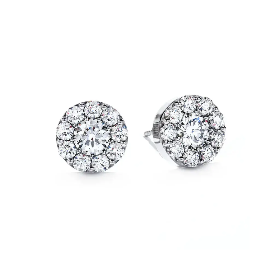 Fulfillment 0.95-1.07ct Diamond Halo Stud Earrings in 18K White Gold