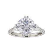 Diamond Semi-Mount Ring in 18K White Gold for Round Center, Size 6.25