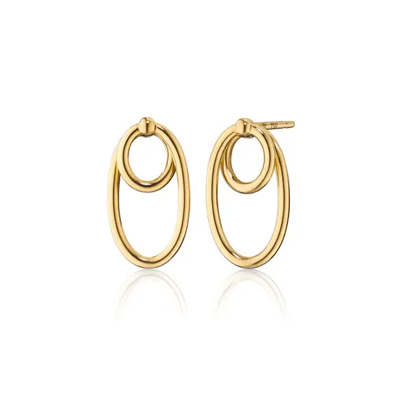 Infinity Double Oval Hoop Earrings in 18K Yellow Gold
