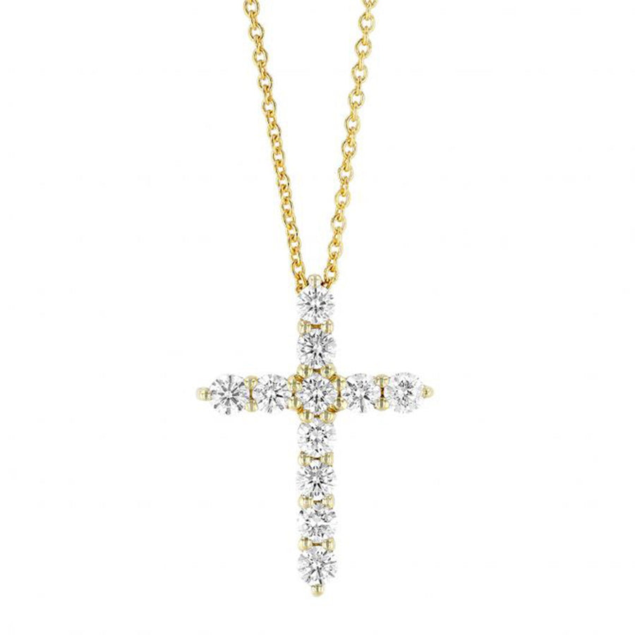 Tiny Treasures 0.45ct Diamond Cross Pendant in 18K Yellow Gold, 18" chain