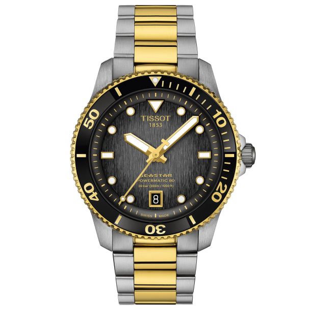 40mm Seastar Powermatic Watch with Graded Grey-Black Dial in Stainless Steel, Bracelet