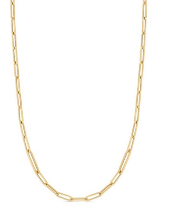 Alternating Paperclip Link Chain in 18K Yellow Gold, 22in
