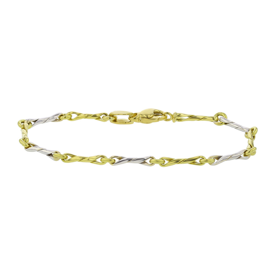 Roberto Coin Link Bracelet in 18k Yellow and White Gold 7.25"