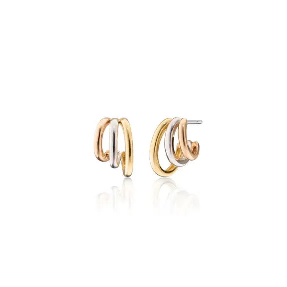 Rings of Saturn Triple Hoop Earrings in 18K Rose, White and Yellow Gold