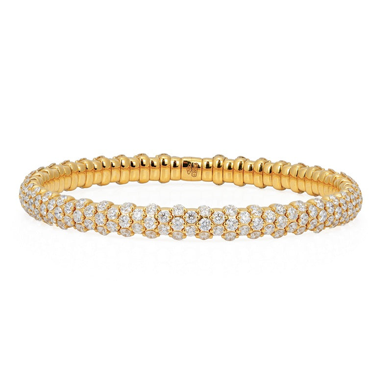 Bianchi 7.21ct Diamond Stretch Bangle Bracelet in 18K Yellow Gold