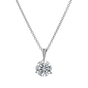 0.71ct Fire & Ice Round Brilliant Diamond and 3 Prong Pendant on Chain in 18K White Gold, 18"
