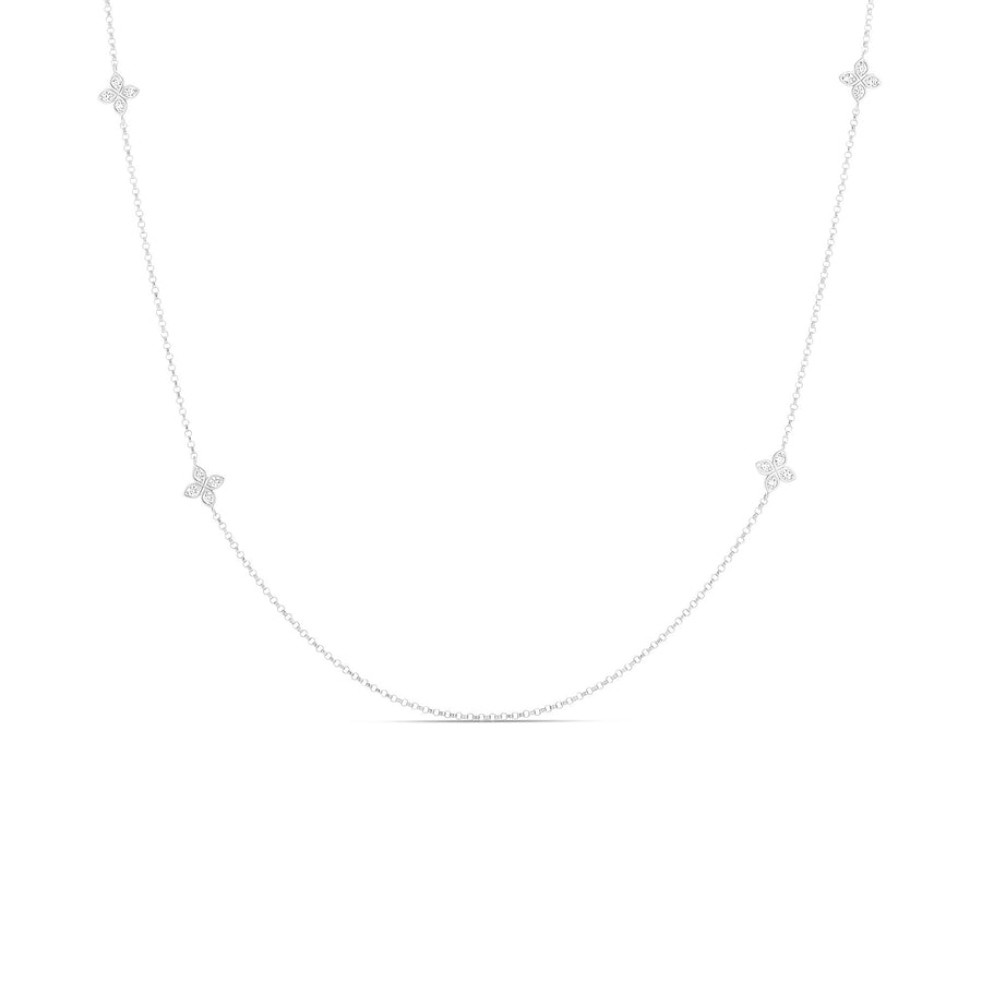 Love by the Yard Round Diamond 10 Station Necklace in 18K White Gold, 36in