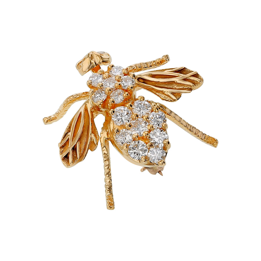 1.16ct Diamond Bee Pin in 18K Yellow Gold