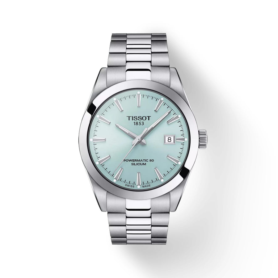 40mm Gentleman Powermatic 80 Silicum Watch with Ice Blue Dial in Stainless Steel, Bracelet