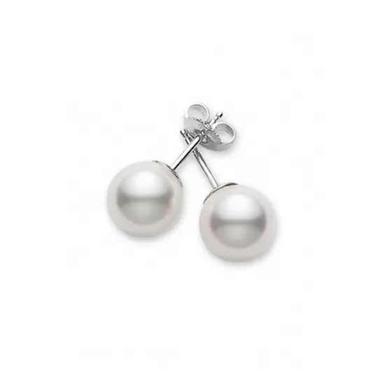7.5-8mm A Akoya Pearl Stud Earrings in 18K White Gold
