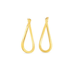 Designer Gold Oval Twist Hoop Earrings in 18K Yellow Gold