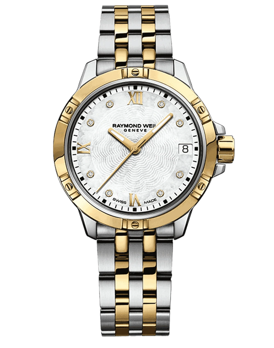 30mm Tango Quartz Watch with Mother of Pearl Dial in Stainless Steel with Yellow Gold PVD, Bracelet