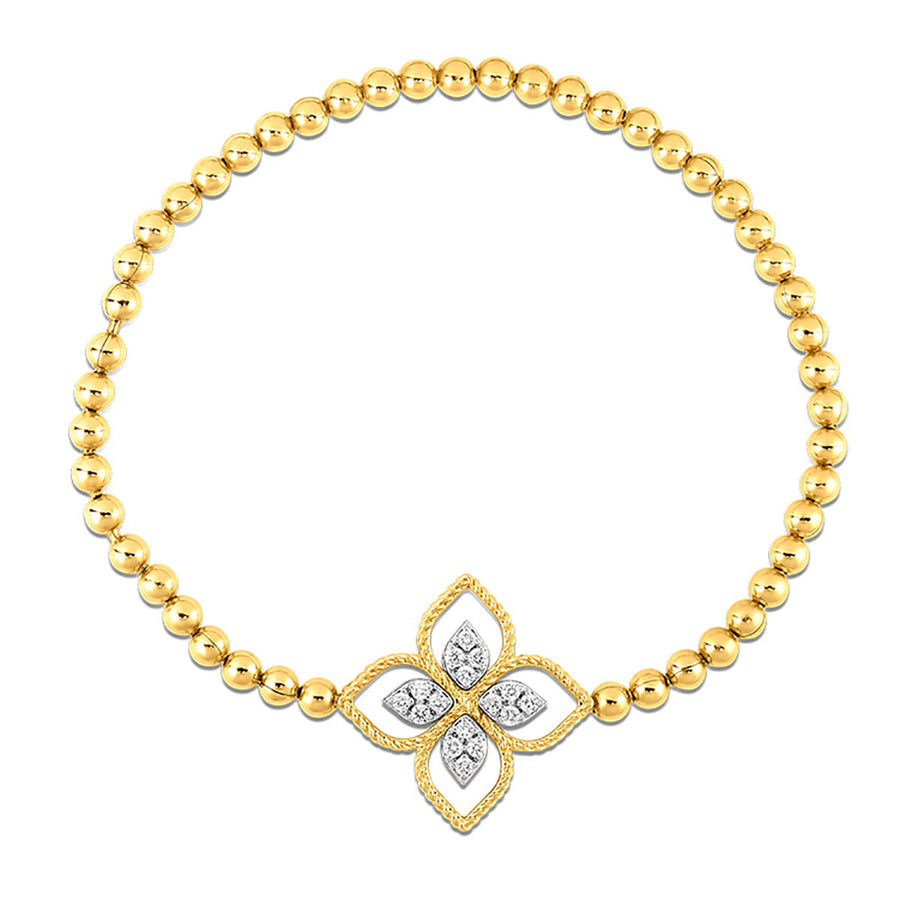 Principessa 0.16ct Diamond Strech Bracelet in 18K Yellow Gold, Size Small