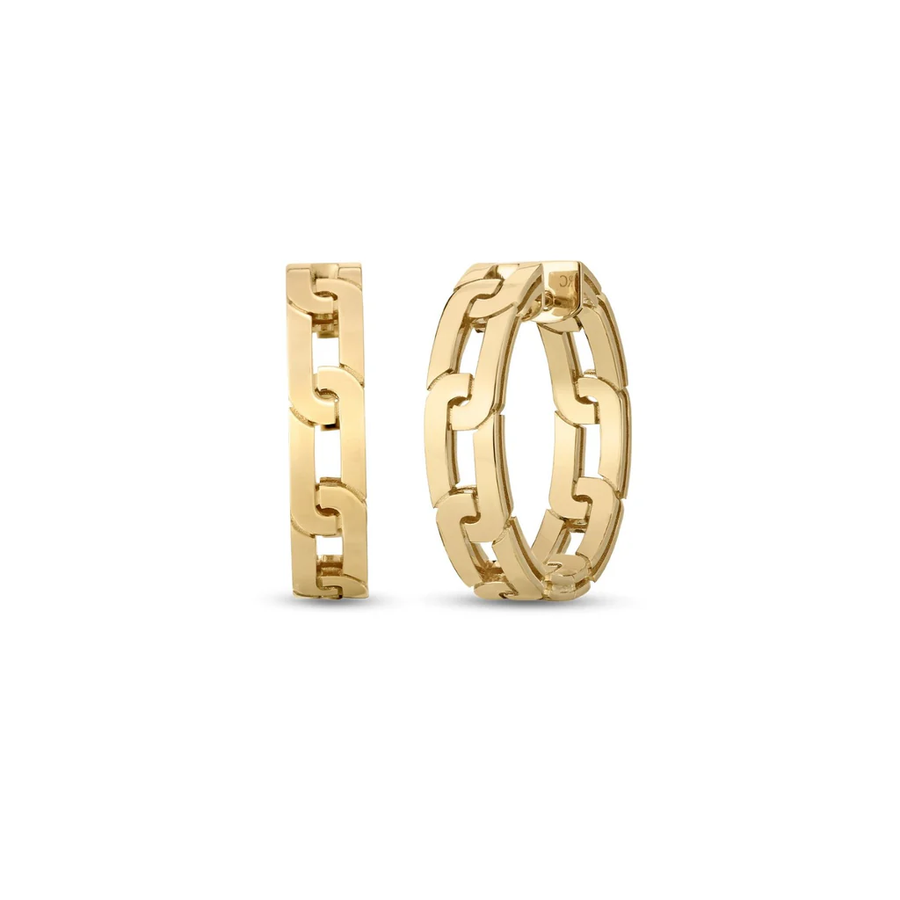 Navarra Chain Link Hoop Earrings in 18K Yellow Gold