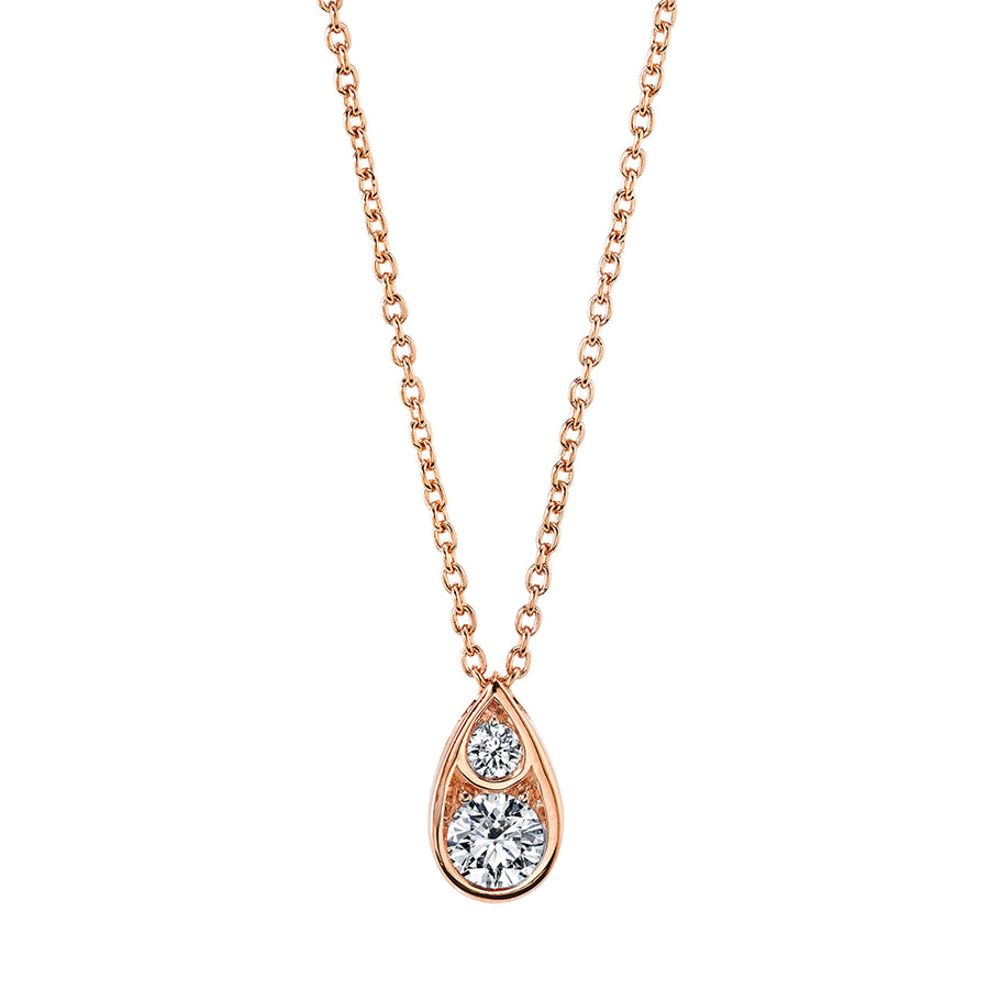 0.32ct Round Diamond Scallop Teardrop Necklace in 18k Rose Gold, 18" chain