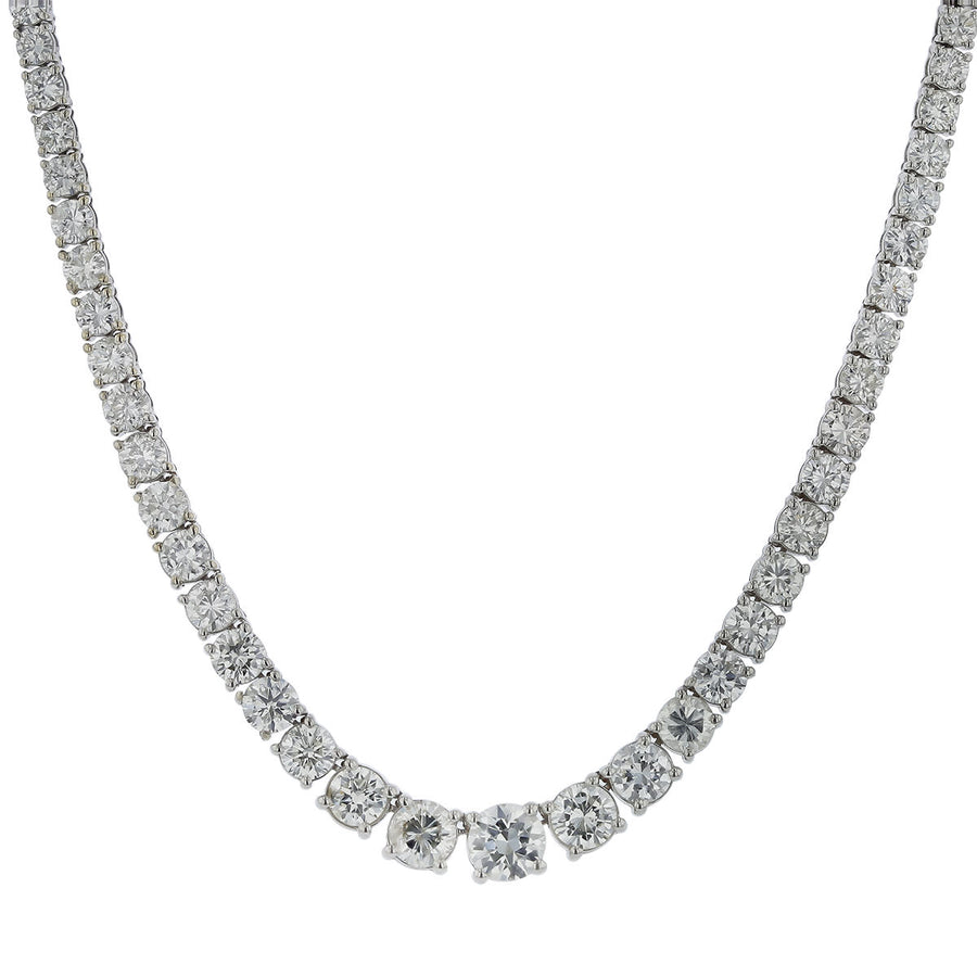 Hearts on Fire Signature 19.62-20.04ct Diamond Graduated Riviera Necklace in 18K White Gold, 18"