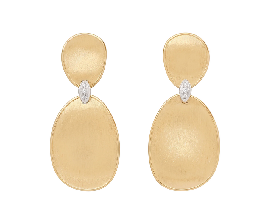 Lunaria 0.04ct Diamond Two-Drop Earrings in 18K Yellow and White Gold