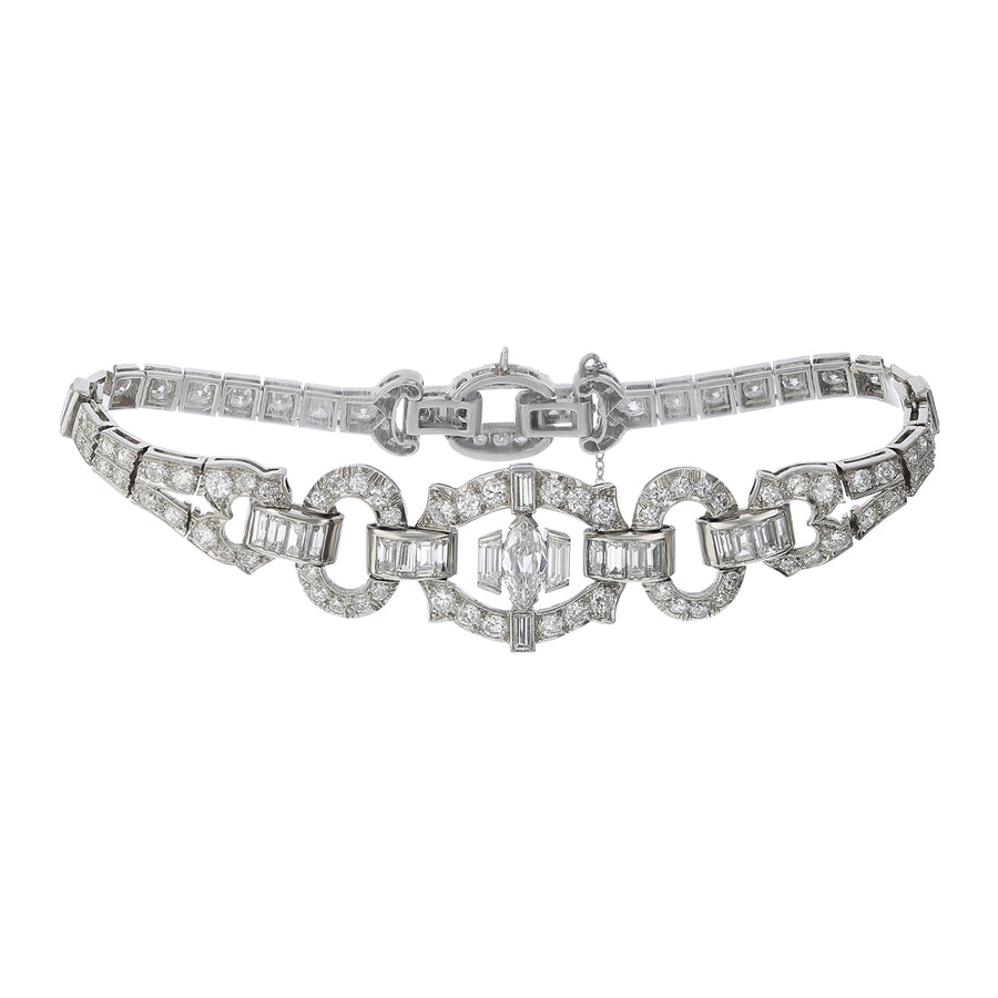 9.10ct Diamond Art Deco Bracelet in Platinum, 6.75"
