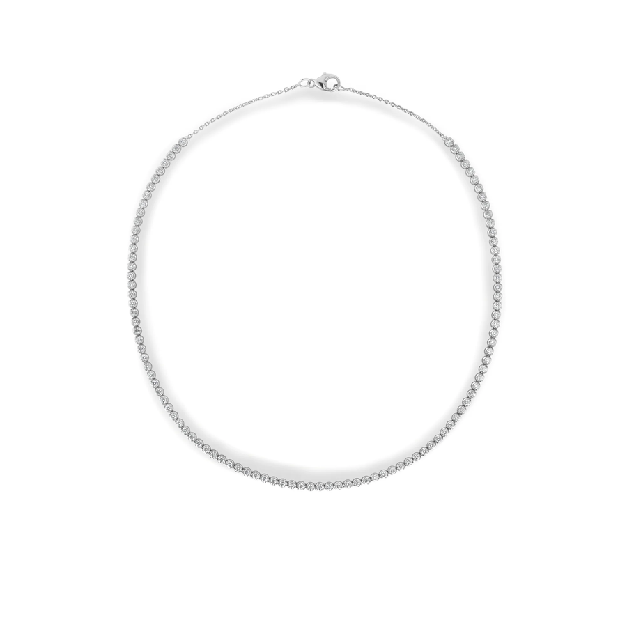 Classic 3.00ct Round Diamond Tennis Necklace in 18K White Gold, 16"