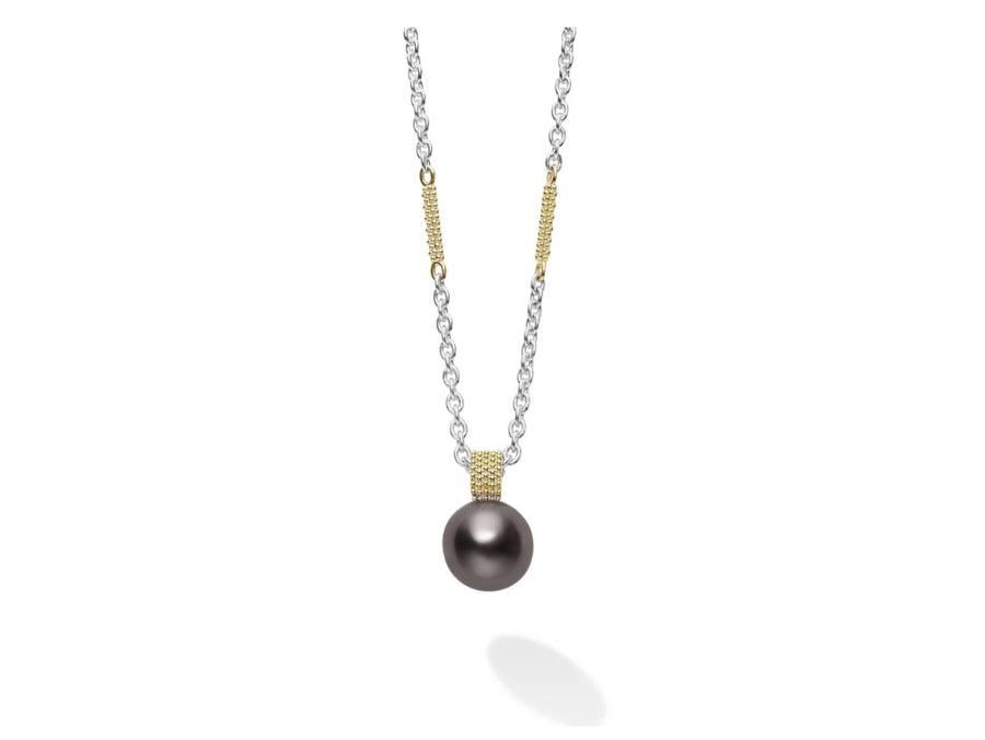 Luna 6mm Pearl Strand Necklace in 18K Yellow Gold and Sterling Silver, 18in