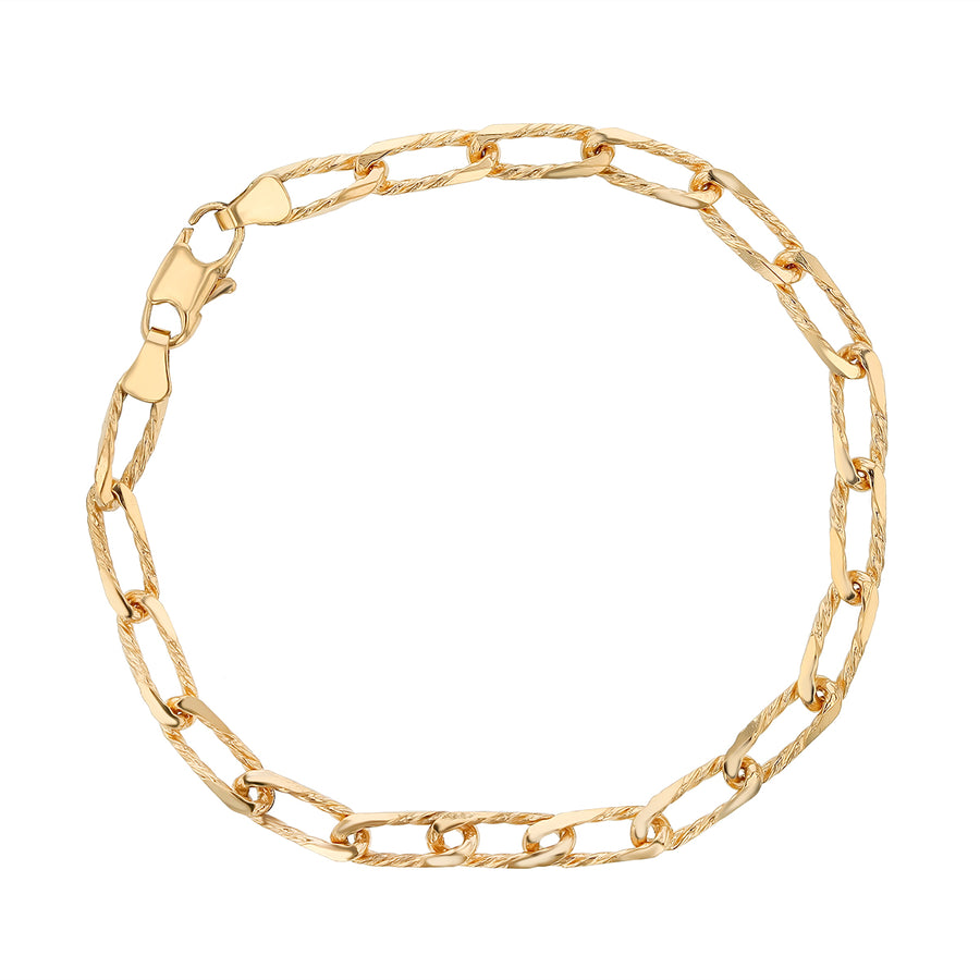 4.6mm Wide Figaro Link Bracelet in 18K Yellow Gold, 7.75"