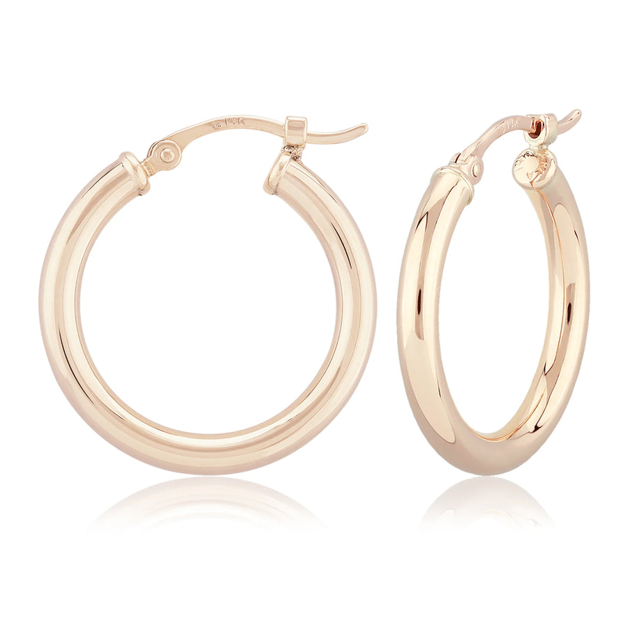 3x40mm Medium Tube Hoop Earring in 14K Yellow Gold