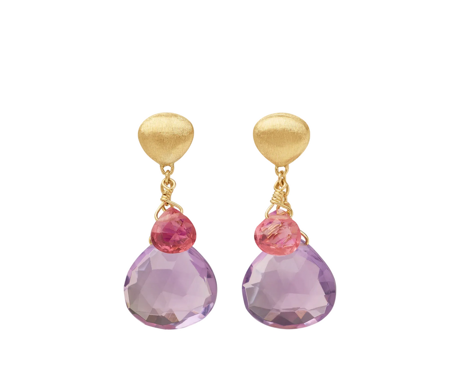 Paradise Multi Purple Gemstone Earrings in 18K Yellow Gold