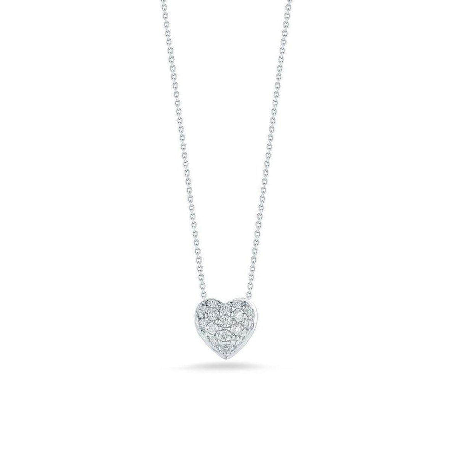 Tiny Treasures 0.15ct Diamond Puffed Heart Pendant in 18K White Gold, 18"