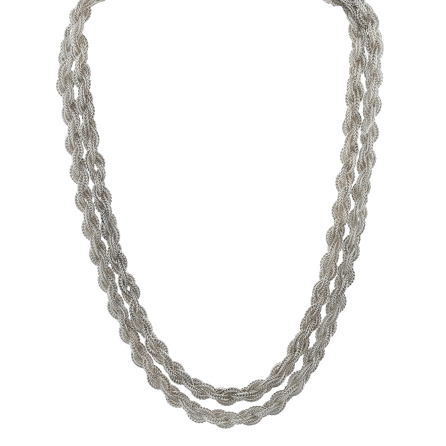 5.7mm Braided Rope Necklace in Sterling Silver 33"