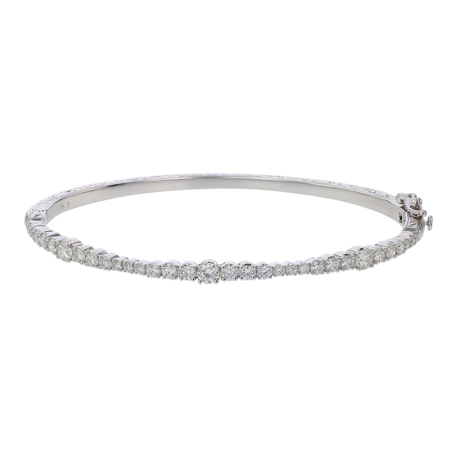 Diamond Wave Bangle in 18K White Gold