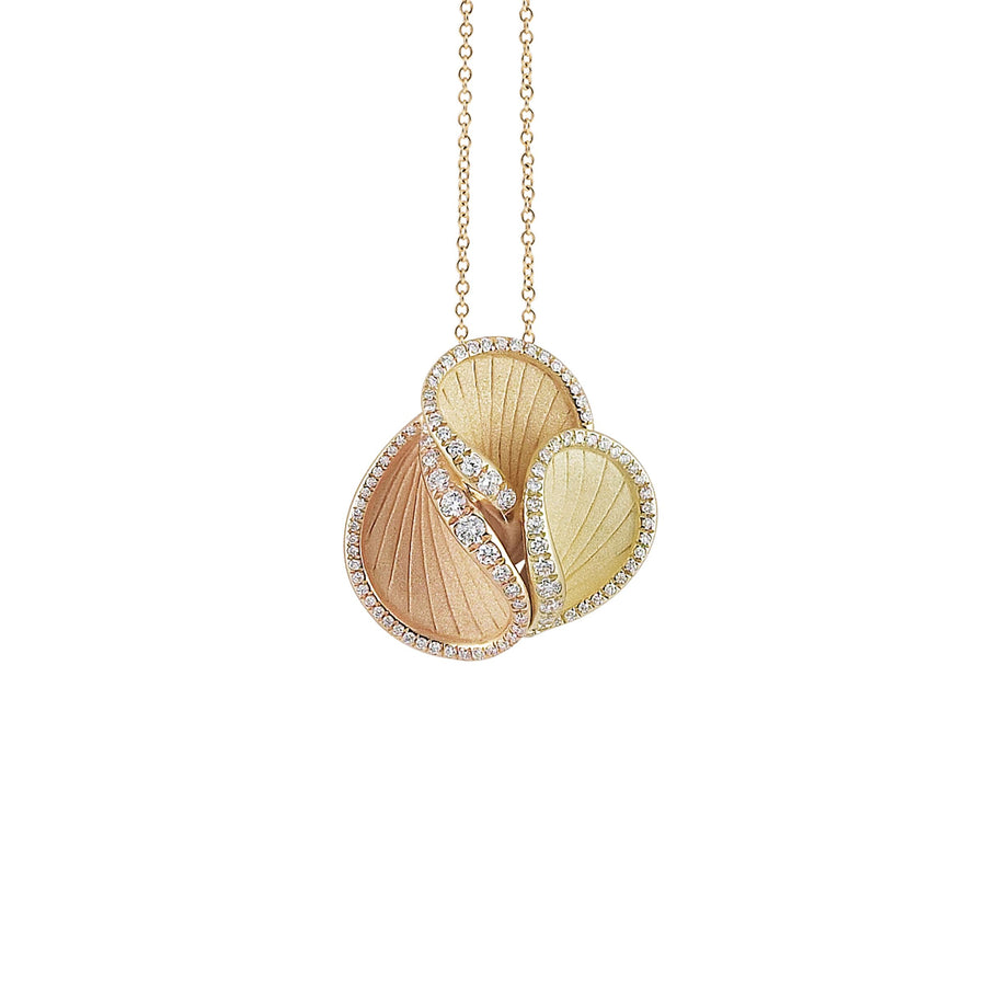 Musa 0.53ct Diamond Tri-Color Pendant in 18K Orange Apricot, Yellow Sunrise and Yellow Lemon Bamboo Gold, 18" chain